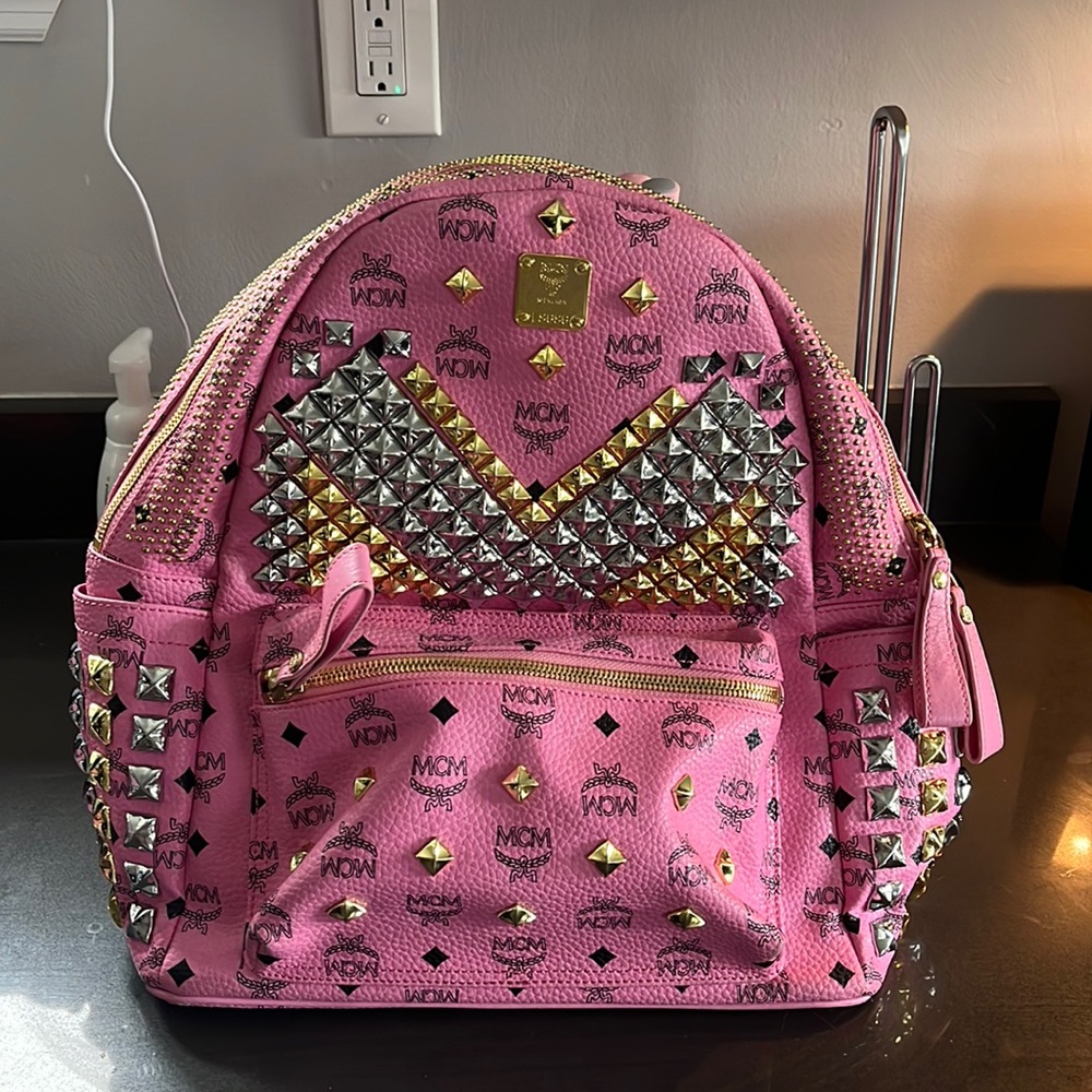 Pink mcm book bag
